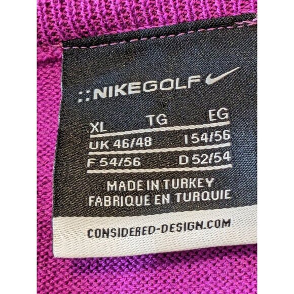 Nike Golf Unisex XL Royal Purple Pull Over Sweater V Neck Wool Blend Logo Soft - Picture 6 of 8